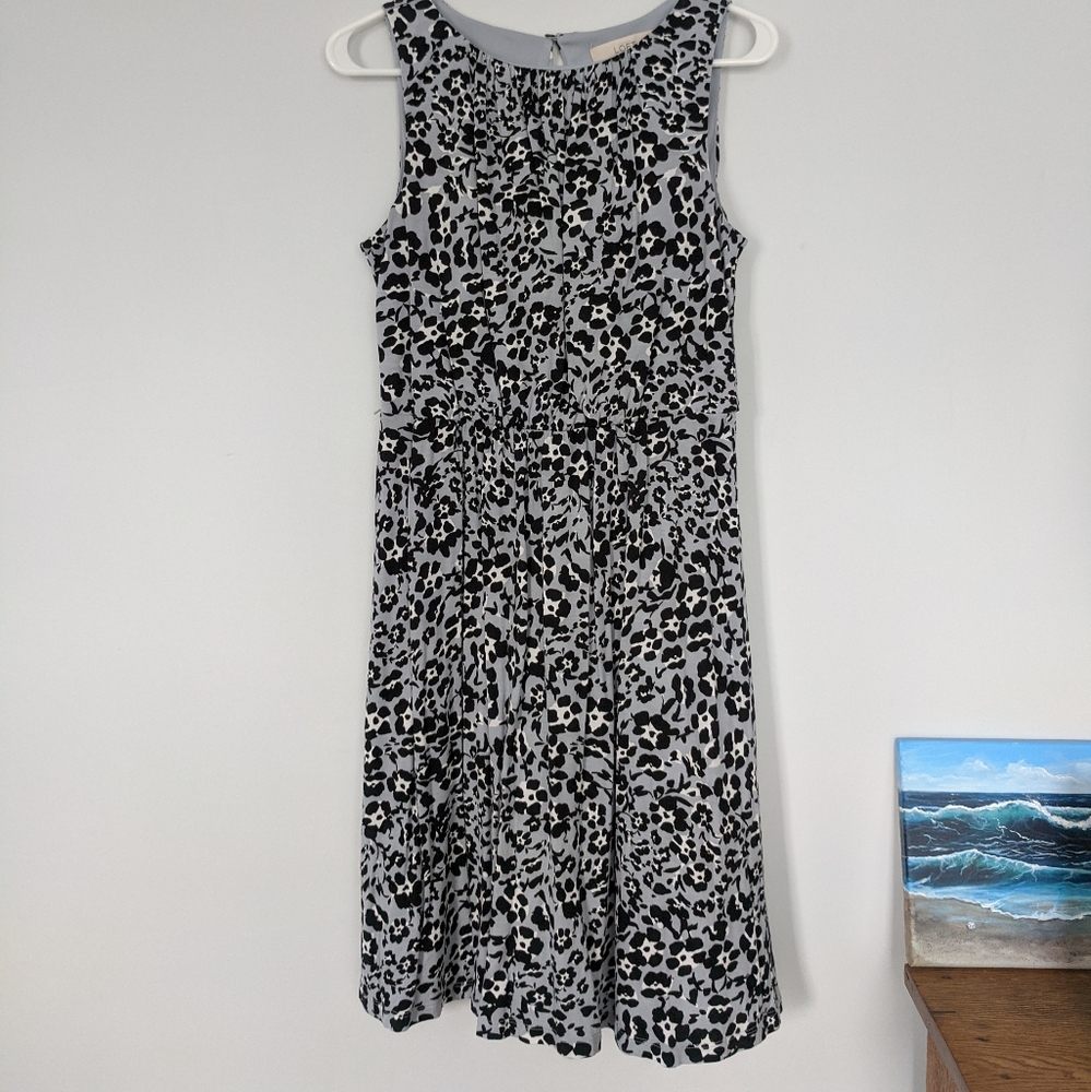 Loft Blue & Black Print Dress